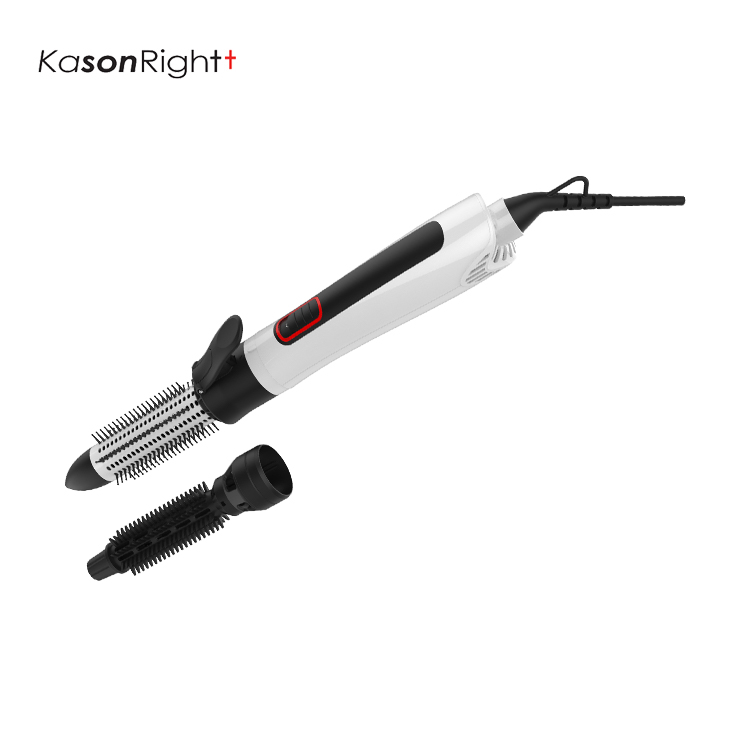 Escova de ar quente para secar, dar volume, ondular com 2 escovas pequenas destacáveis ​​e escova de cerdas de cerâmica retrátil, iluminação LED