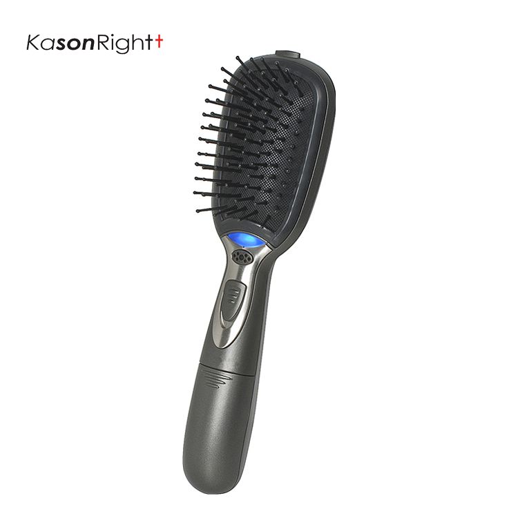 Escova de cabelo iônica de cerdas macias naturais, antiestática, almofada removível para fácil limpeza, usada com bateria LR03