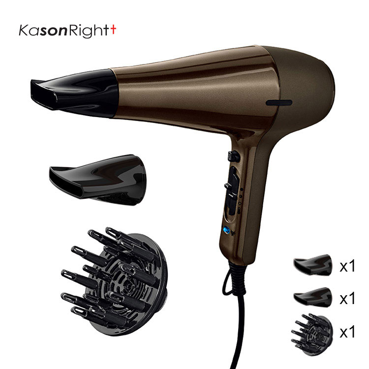 Ventilador de fluxo de ar forte de longa duração de 2400 W com 2 concentradores e difusor para secagem rápida e modelagem, secador de cabelo para uso em salão de beleza